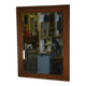 Miroir brutaliste en chêne gougé et verre biseauté 1960’s
