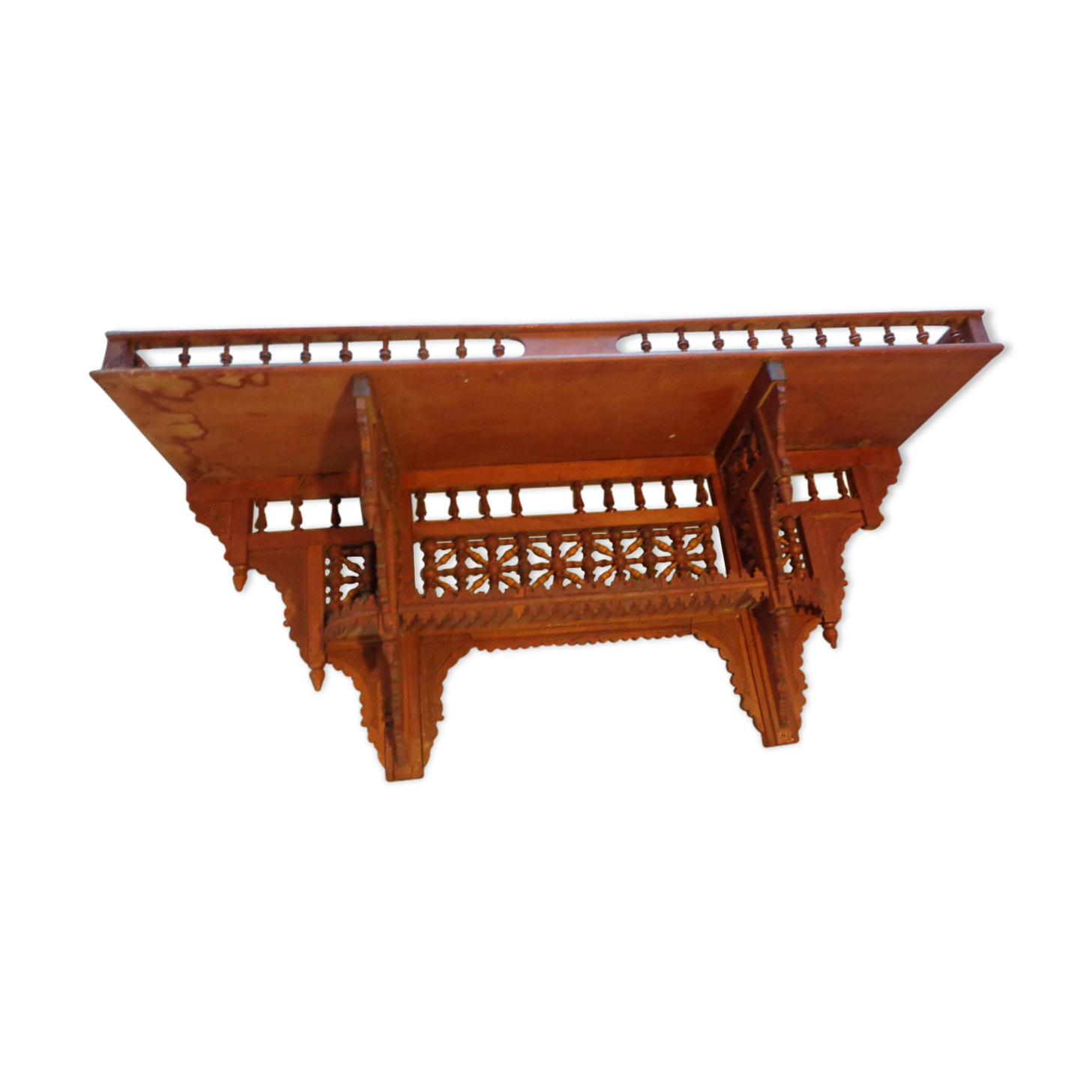 Cut wooden shelf