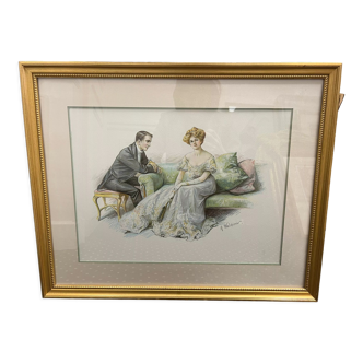 Framed antique print