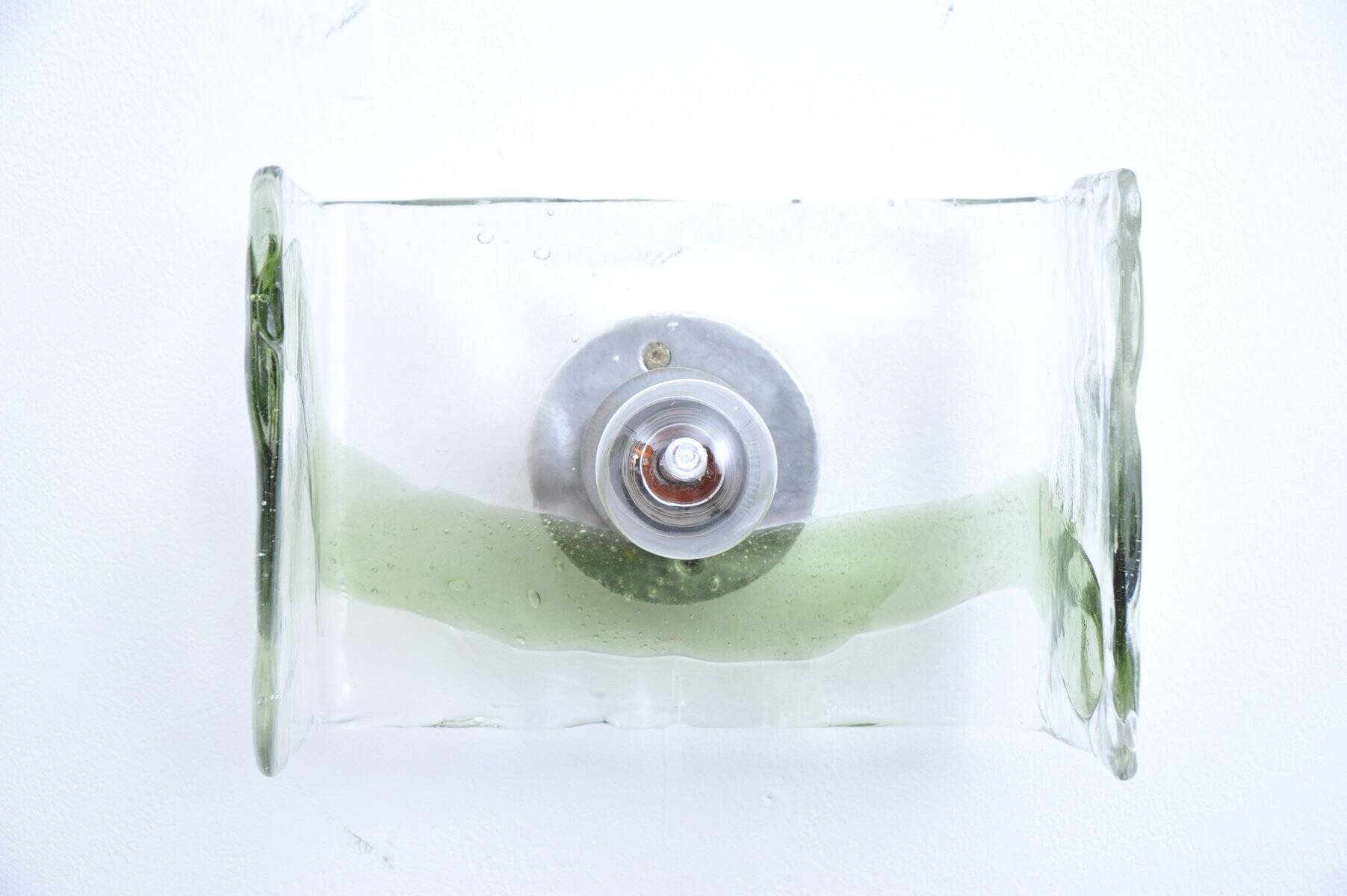 Wall lamp with green glass stripes by JL Kalmar, 1950s