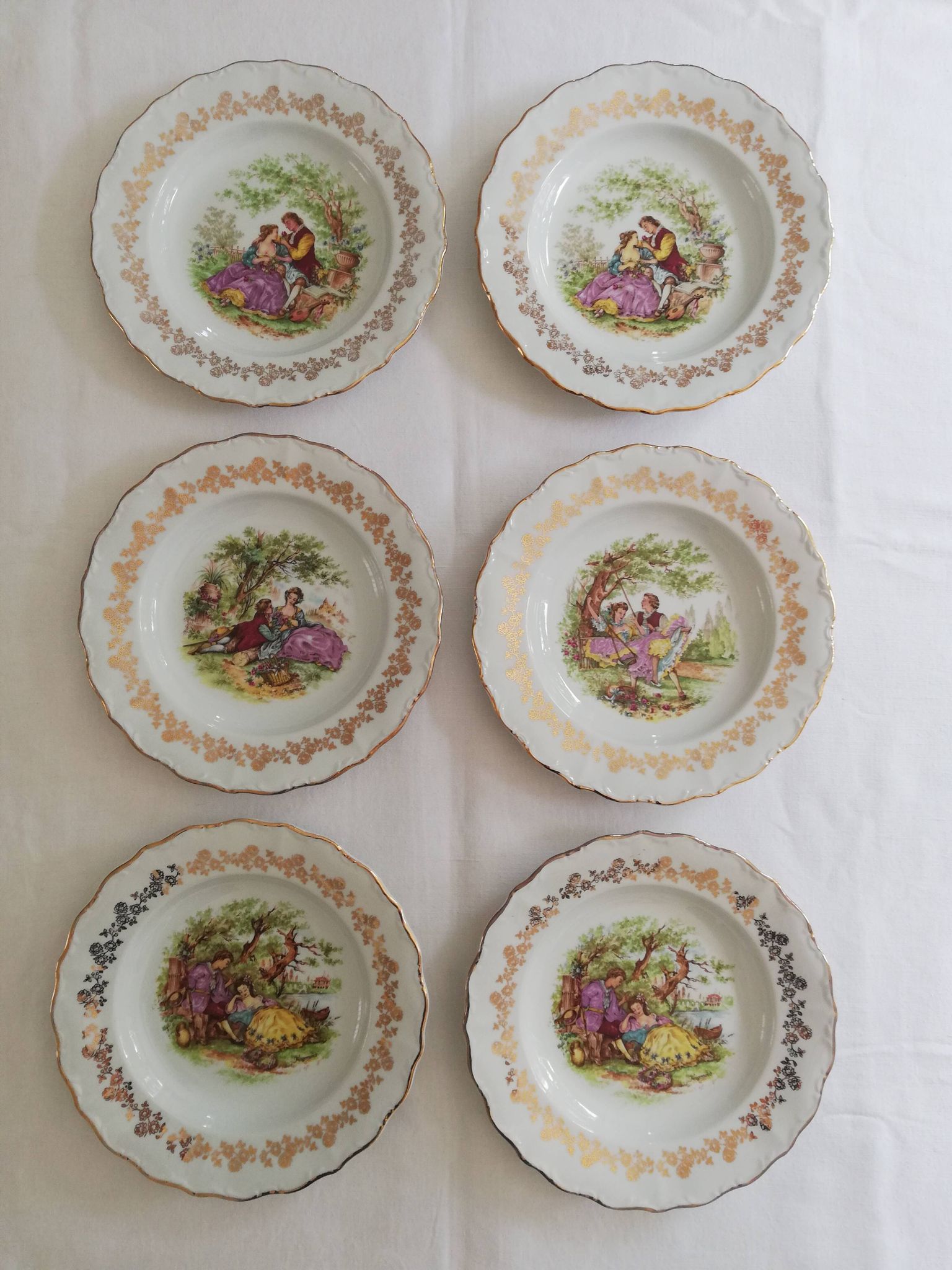 Lot vintage porcelain plates by Digoin Fragonard