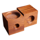 Duo of Scandinavian teak cube candlesticks