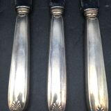 6 table knives in silver metal model coquille
