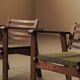 Pair of modernist armchairs in oak, Reconstruction, circa 1940