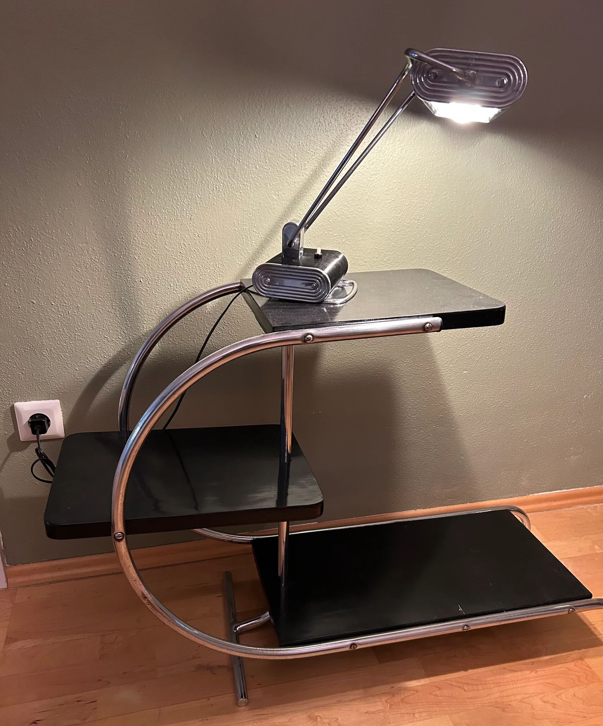 Black and chrome desk lamp model 71 by JUMO, France, 1960s.