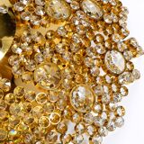 Gorgeous large 1970s Palwa brass ceiling or wall lamp with faceted crystal