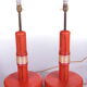Ensemble de lampes de table rembourrées en cuir orange français années 1960