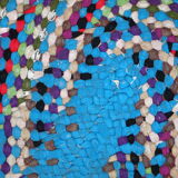 American braided handmade vintage rug 97cm x 125cm 1960, 1C71