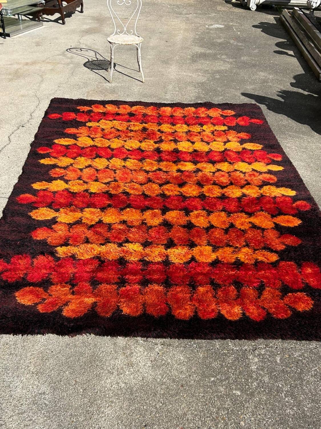 Large Vintage Scandinavian Space Age Wool Rug Circa 1970