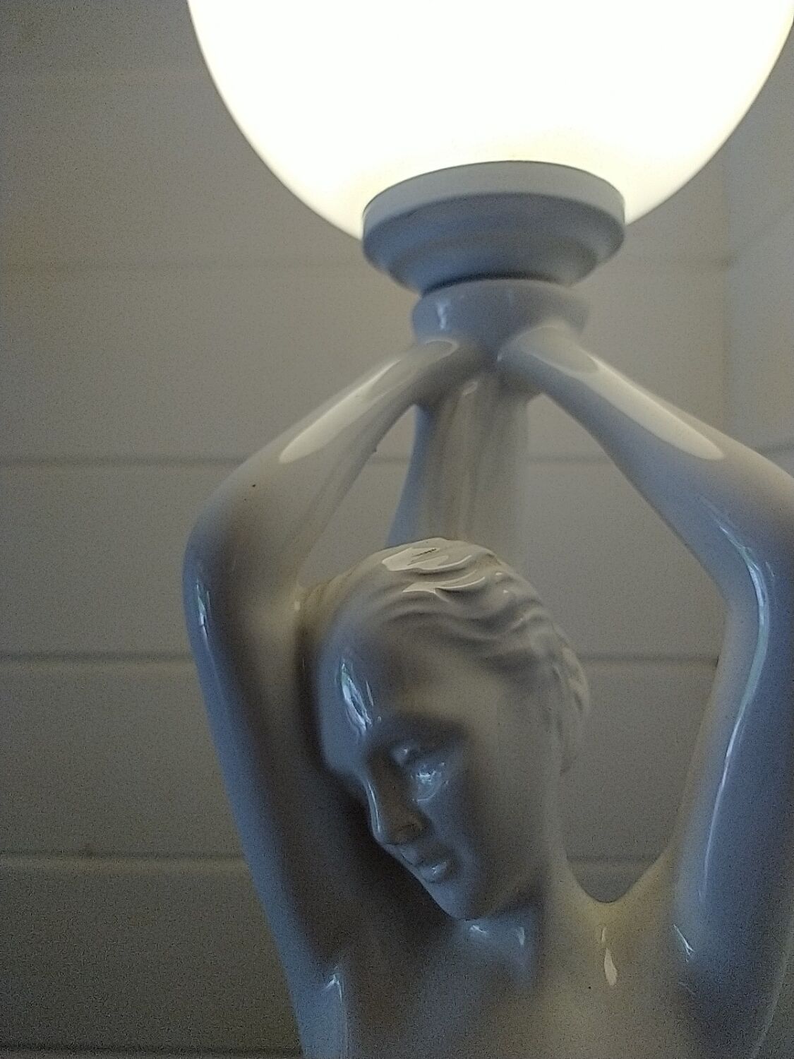 1970s lamp. Nude Art Deco style. 67cm.