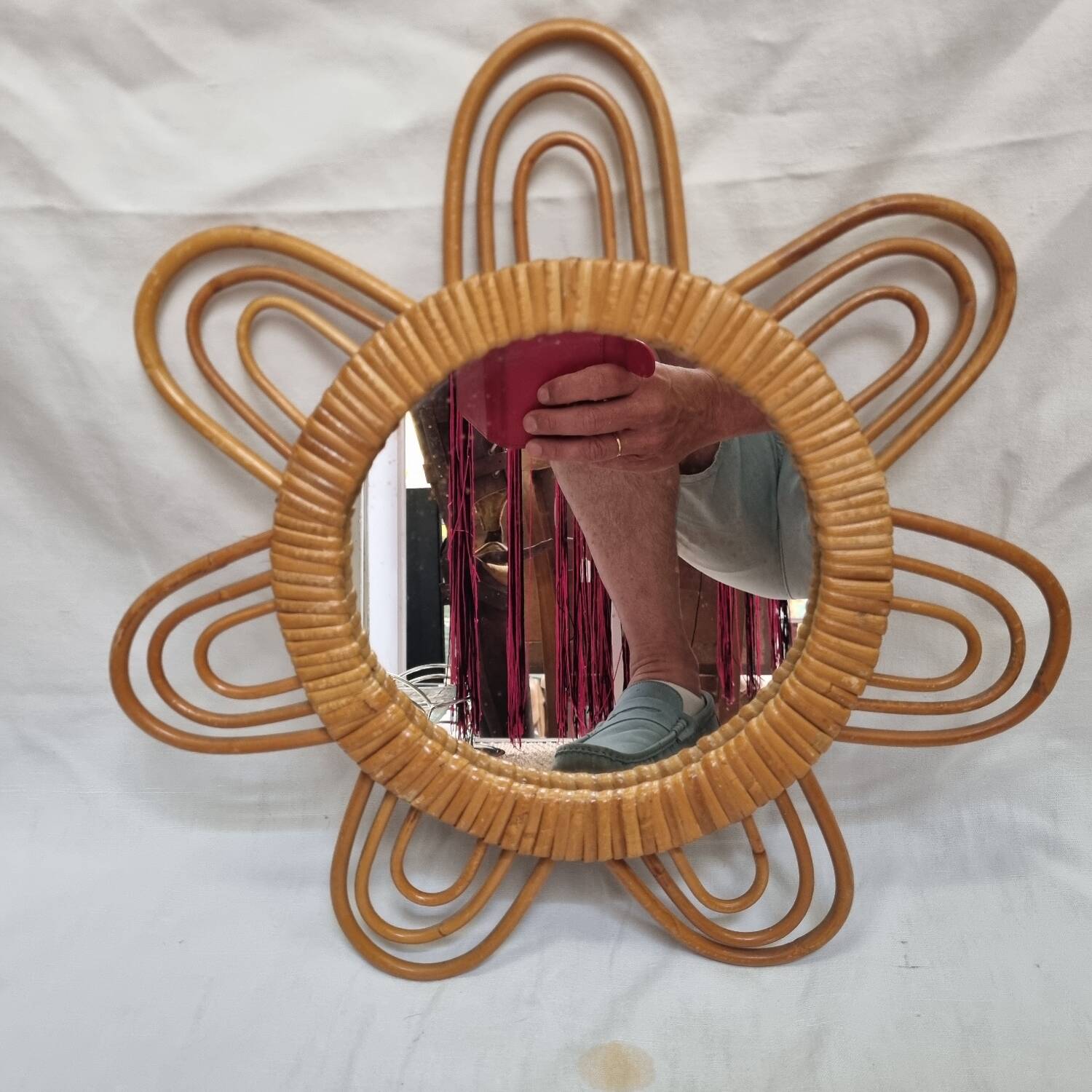 Rattan sunburst mirror from 1970