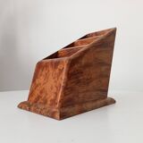 Art deco pen holder in burr walnut