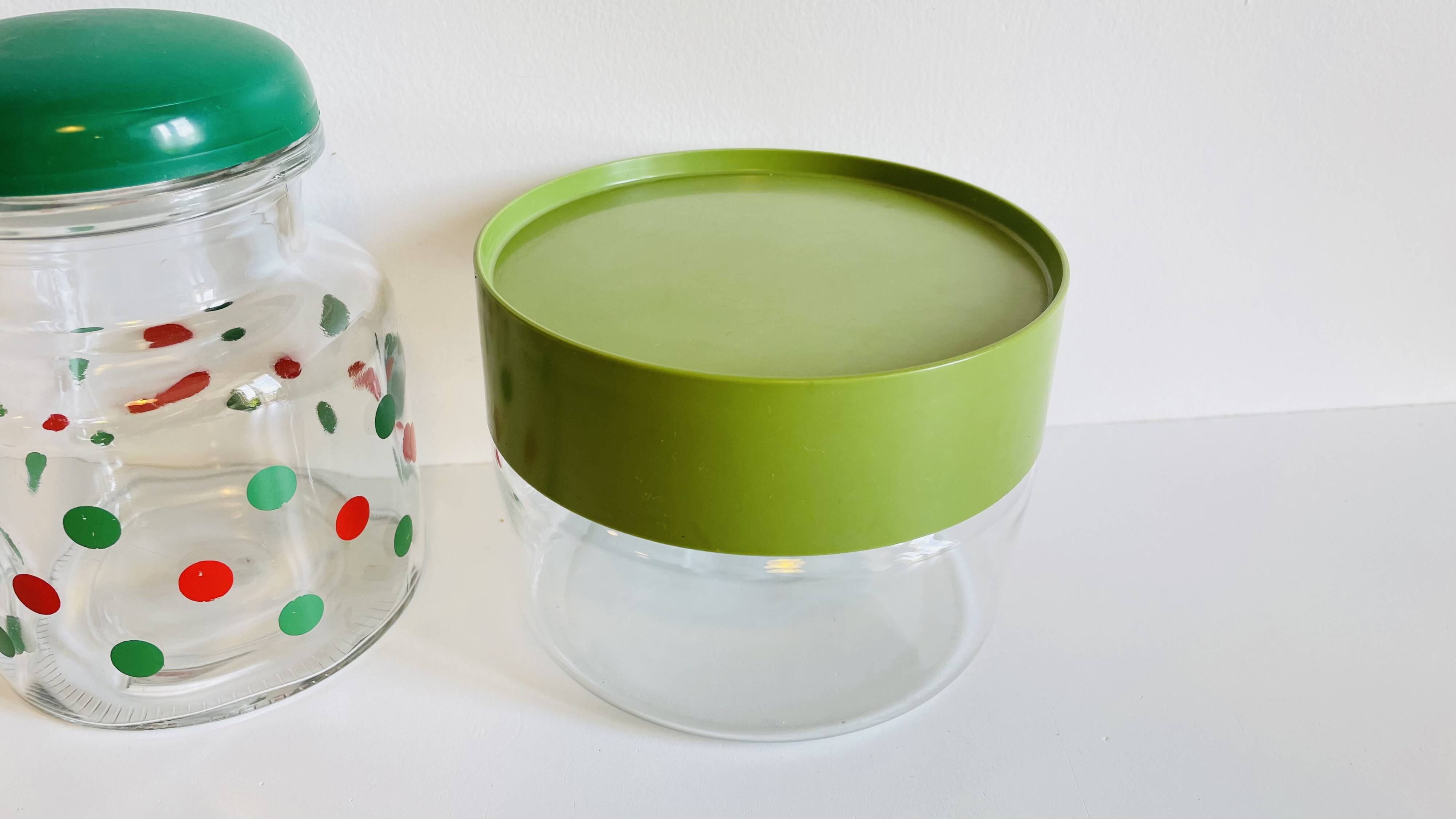 glass and colored kitchen jars