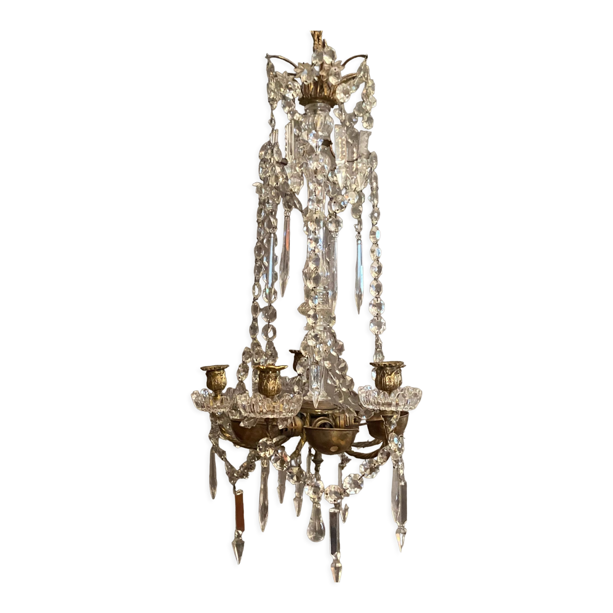 Crystal tassel chandelier signed Baccarat