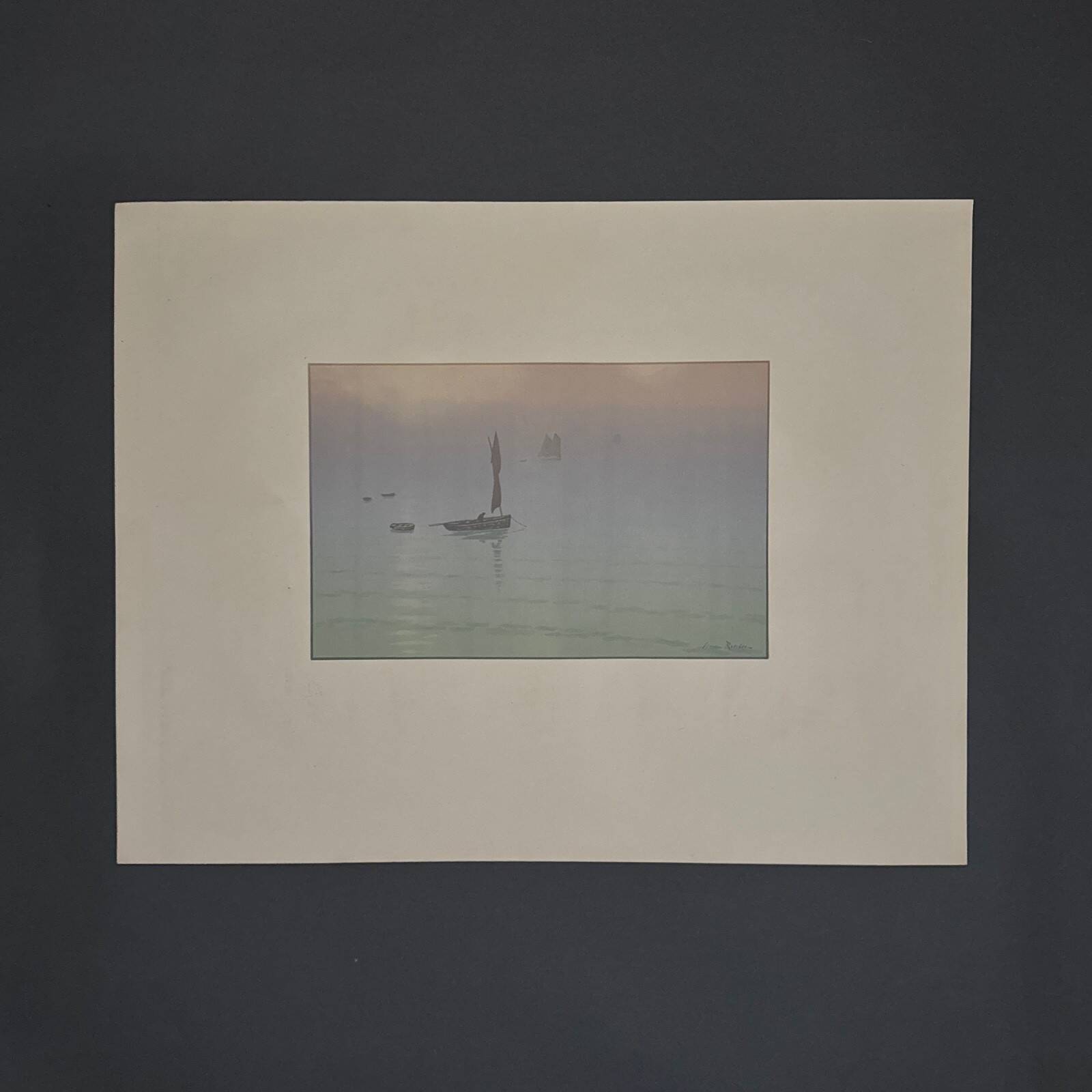 Lithograph by Henri Rivière The Beautiful Land of Brittany - Mist at Sea