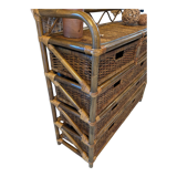 Commode vintage en rotin et osier