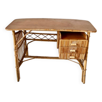 Bureau en rotin vintage