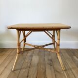Table basse en rotin et bambou années 60