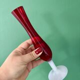 Set of 5 antique vases/soliflores in opaline and pink and red glass.