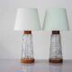 Mid-century modern Scandinavian teak and glass table lamps, set of 2