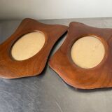 Pair of antique  identical art deco mahogany wooden frames measurements each  25 cm x 17.5 cm  convex glasses