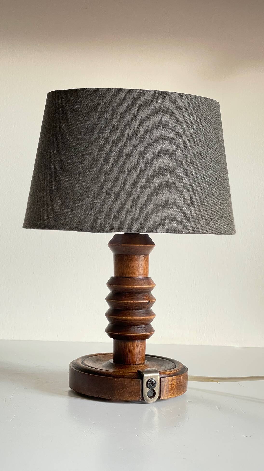 Vintage Charles Dudouyt Style Wooden Lamp