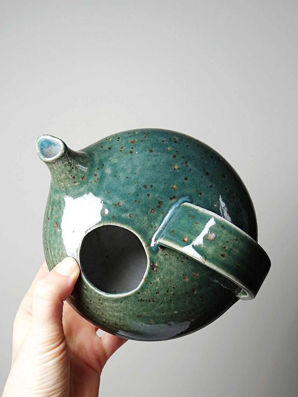 Glazed stoneware jug/pourer/watering can, vintage La Borne craftsmanship.