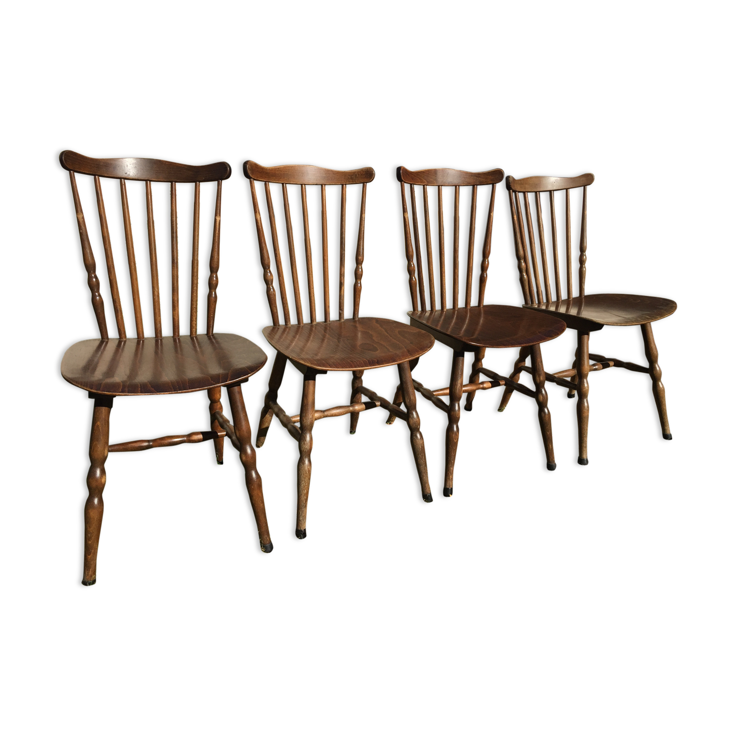 4 vintage wooden western chairs