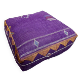 Pouf Ottoman Marocain, Pouf en Soie Cactus, Pouf Violet, Tabouret Ottoman, Pouf de Salon, Pouf Fait