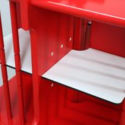 Modular Italian red lacquered solid wood bookshelf, 1960s