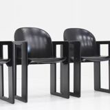 Chaises de salle à manger en cuir noir Dialogo par Afra et Tobia Scarpa pour B&B Italia