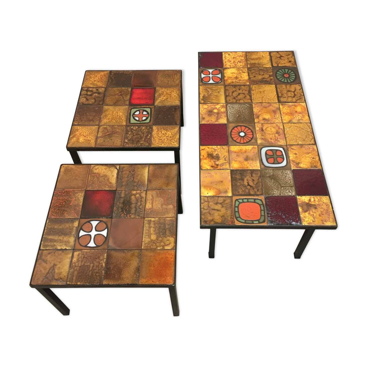 3 tables low ceramic 50s