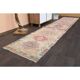 Vintage Turkish Oushak handmade wool cotton pink runner rug 79x372