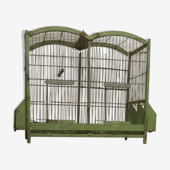 Cage à oiseaux ancienne bois et métal