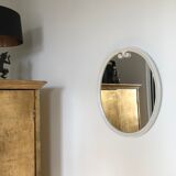 White metal oval mirror 49x39cm