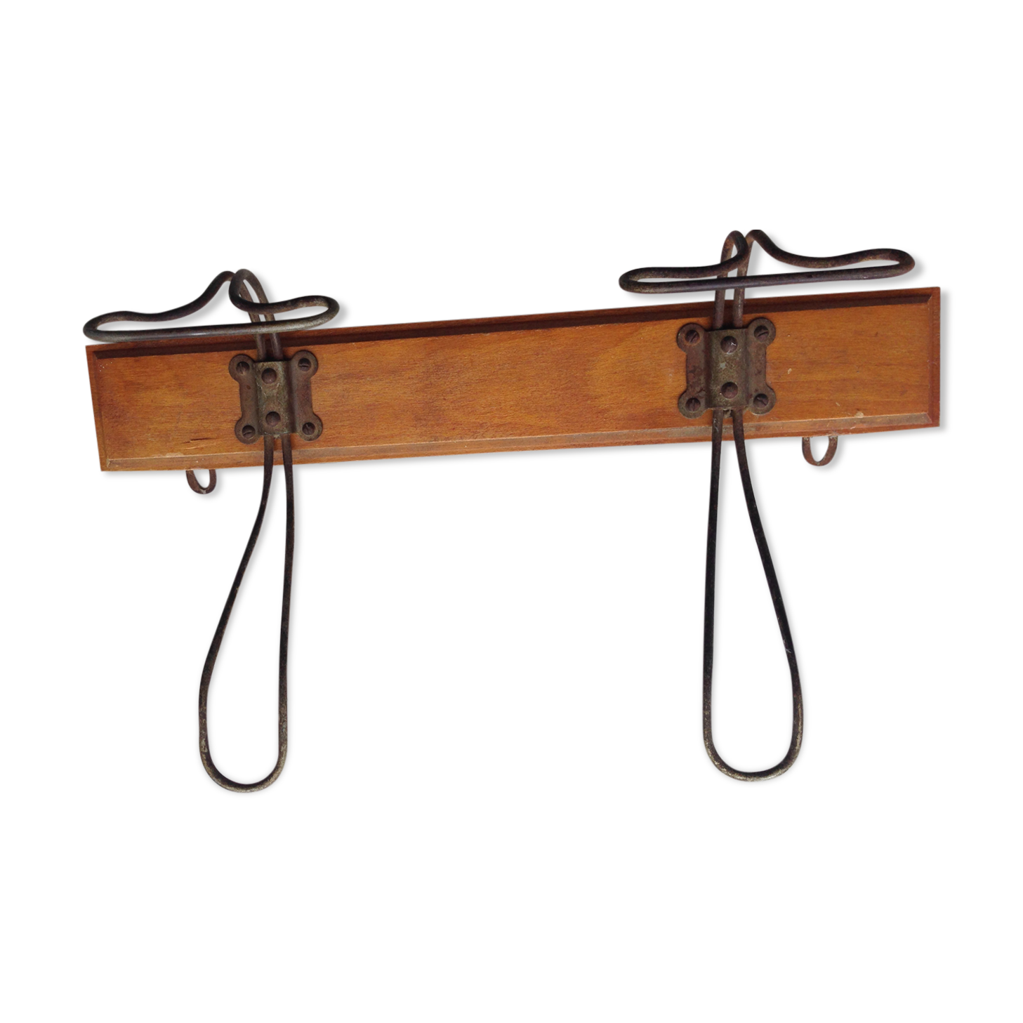 Wooden and metal coat hook