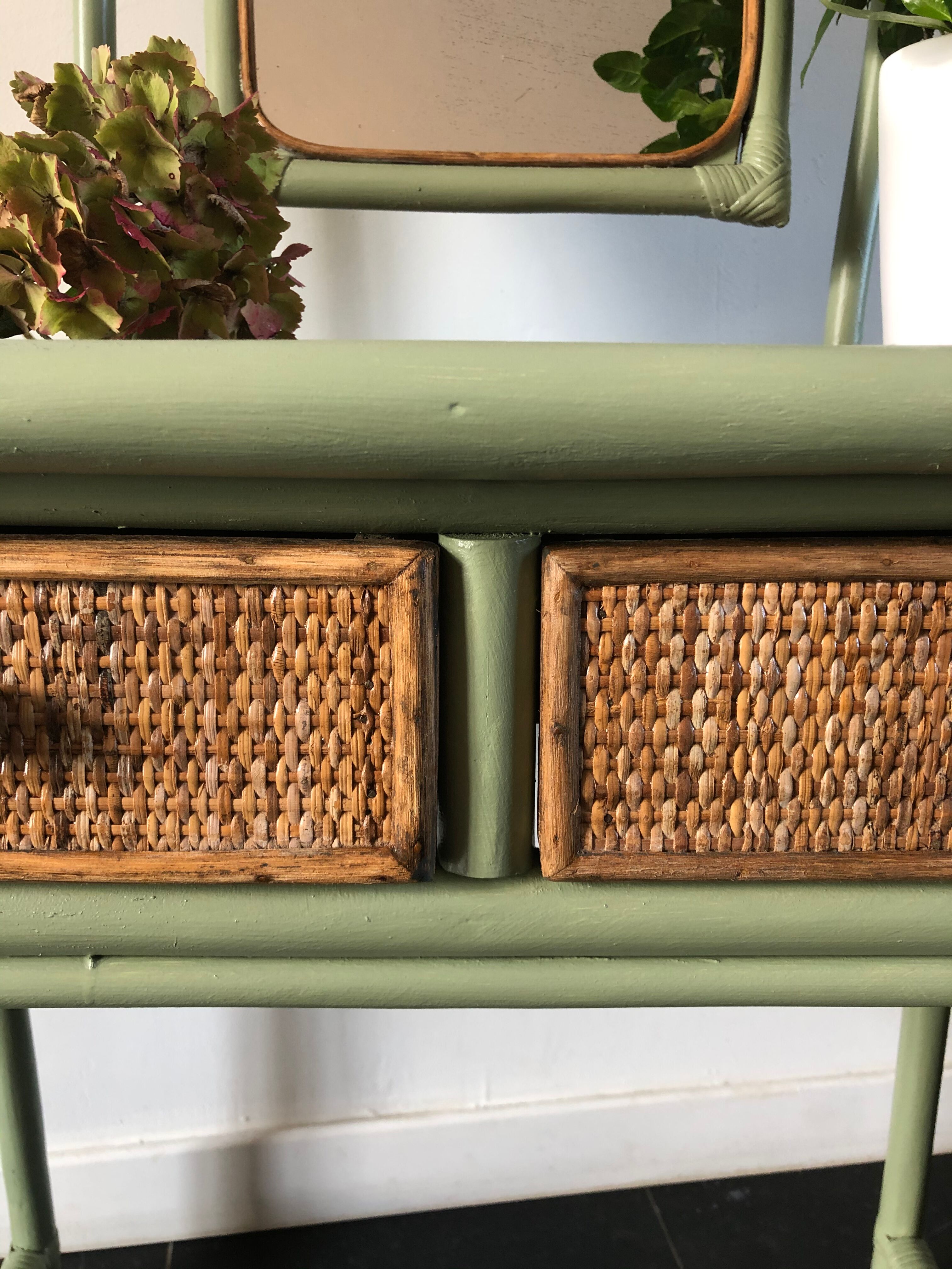 Rattan dressing table with mirror