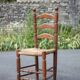 Set of 5 vintage wooden and straw chairs, straw chair, countryside