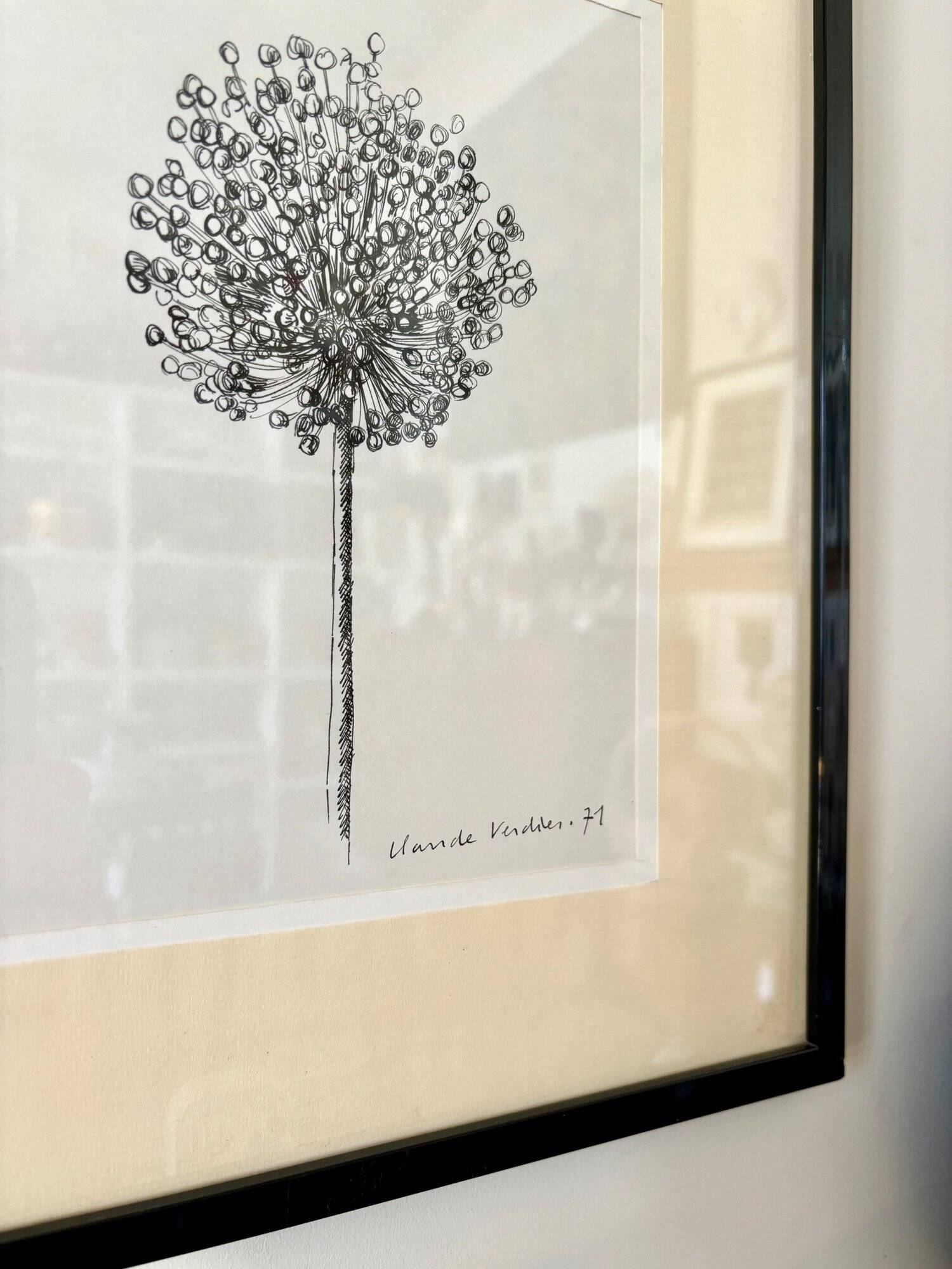 Drawing, work on paper by Claude Verdier framed, 1971