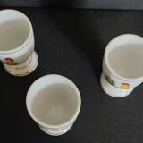 Porcelain egg cups with rooster decoration, set of three