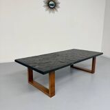 Thick slate coffee table, brutalist design from the 70s, Pia Manu style