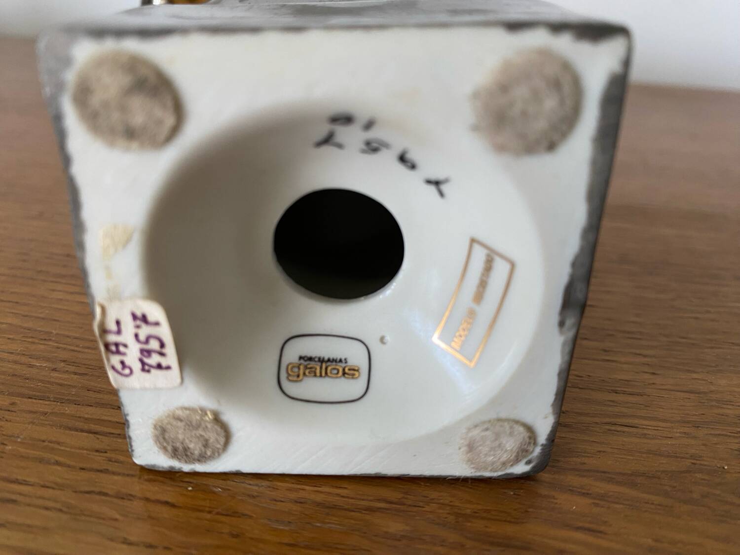 Antique GALOS Sculpture Grey & Gold Porcelain Design Decoration