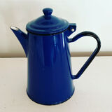 Vintage blue and black enamel coffee pot