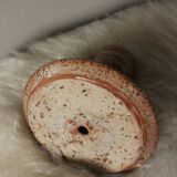 Vintage speckled rust round stoneware candlestick