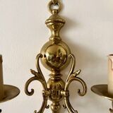 2 appliques murales 2 feux en laiton doré