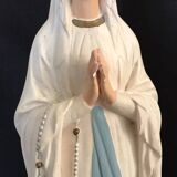 Statue of the holy virgin in hand-painted plaster signed lance 44 cm
