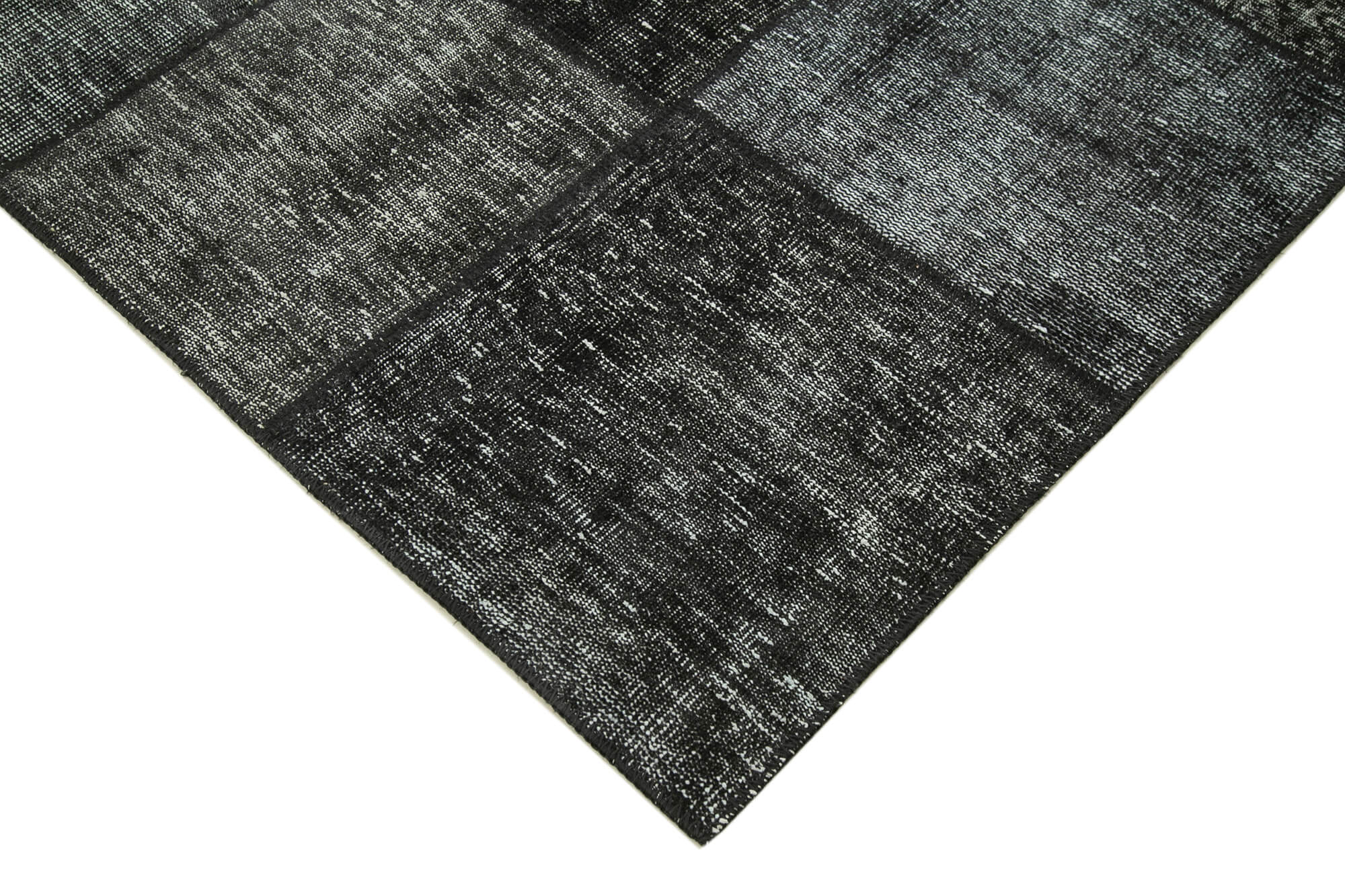 Hand-Knotted Oriental Overdyed 171 cm x 246 cm Black Patchwork Carpet