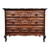 Louis XV Baroque chest of drawers in solid walnut circa 1850-1880