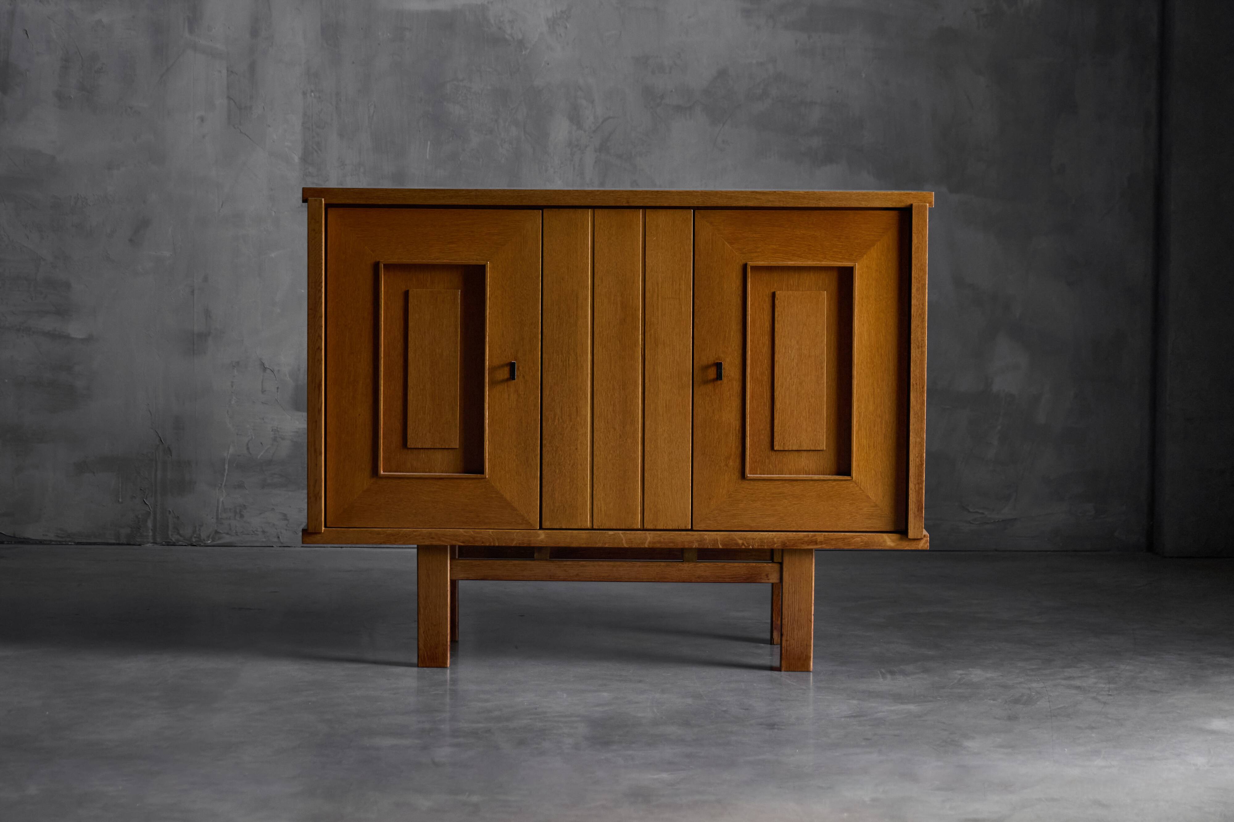 Brutalist Oak Cabinet, Belgium, 1960s