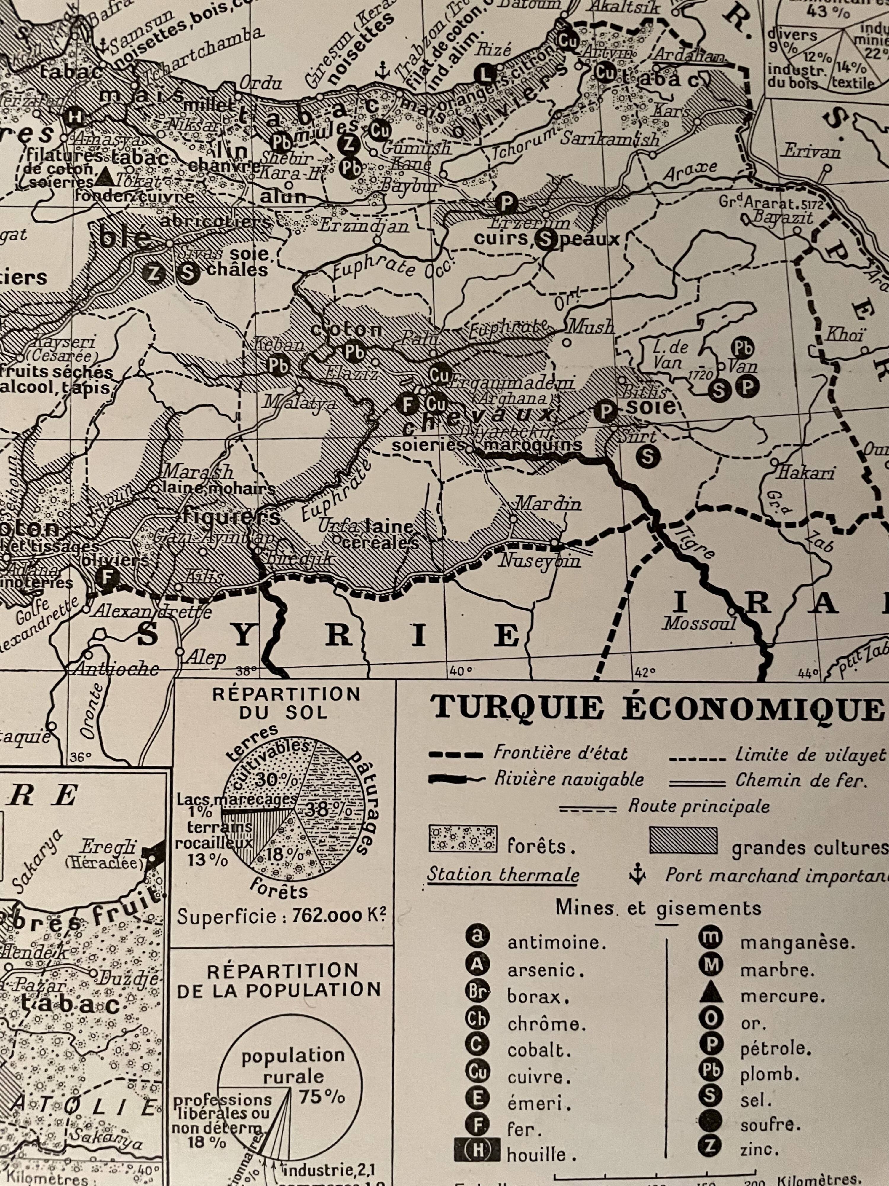 Carte sur la Turquie - 1930